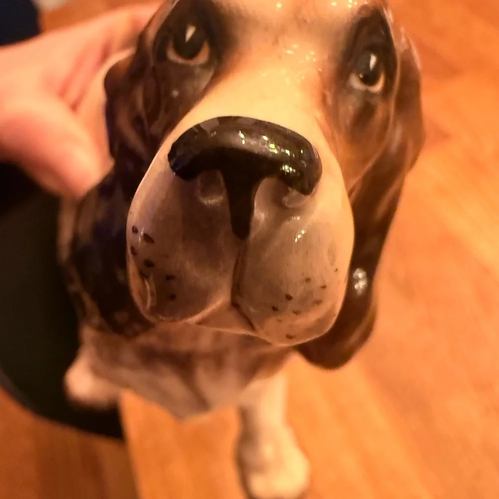 Vintage Spaniel Ceramic Dog Figurine - Brown and White